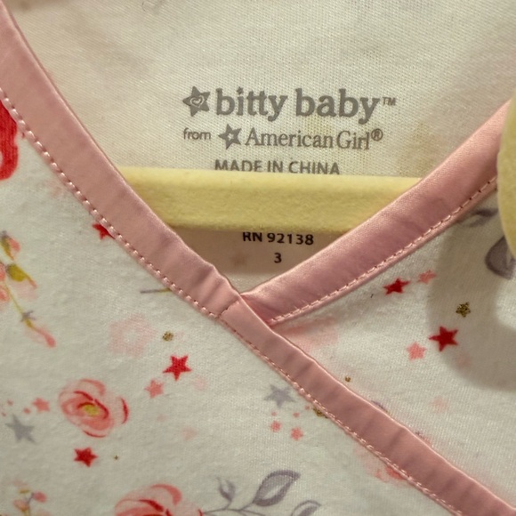American Girl Bitty Baby Toddler Pajamas Beautiful Blooms, Size 3T - Picture 3 of 4